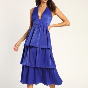 Blue Tiered Midi Dress